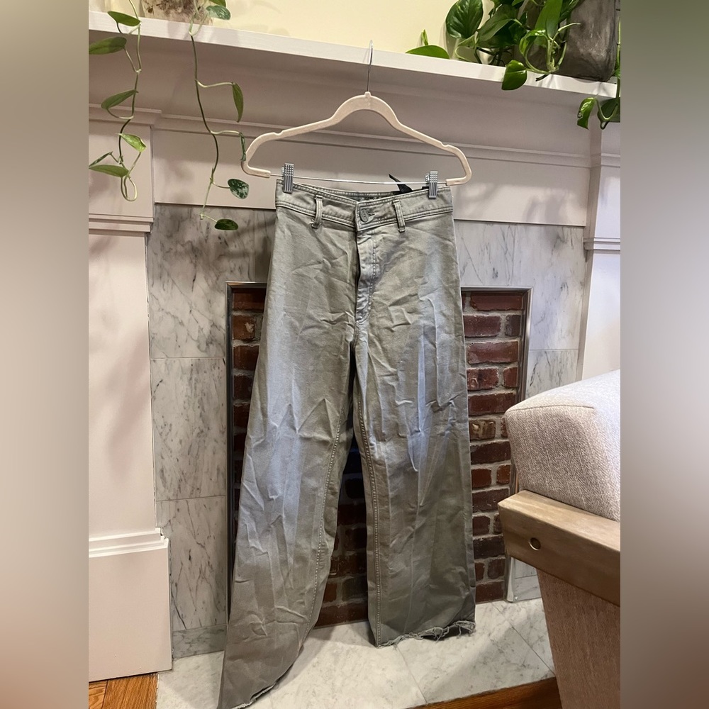 zara wide leg sailor cut jean sage green